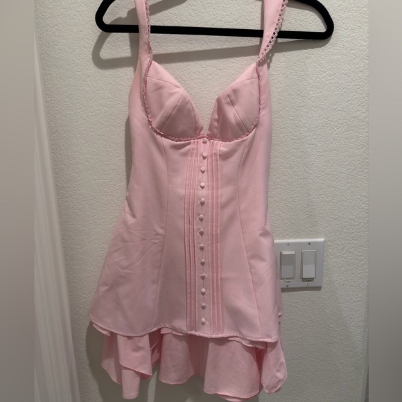 Oh Polly Pink Corset-Style Chiffon Dress - Picture 2 of 3